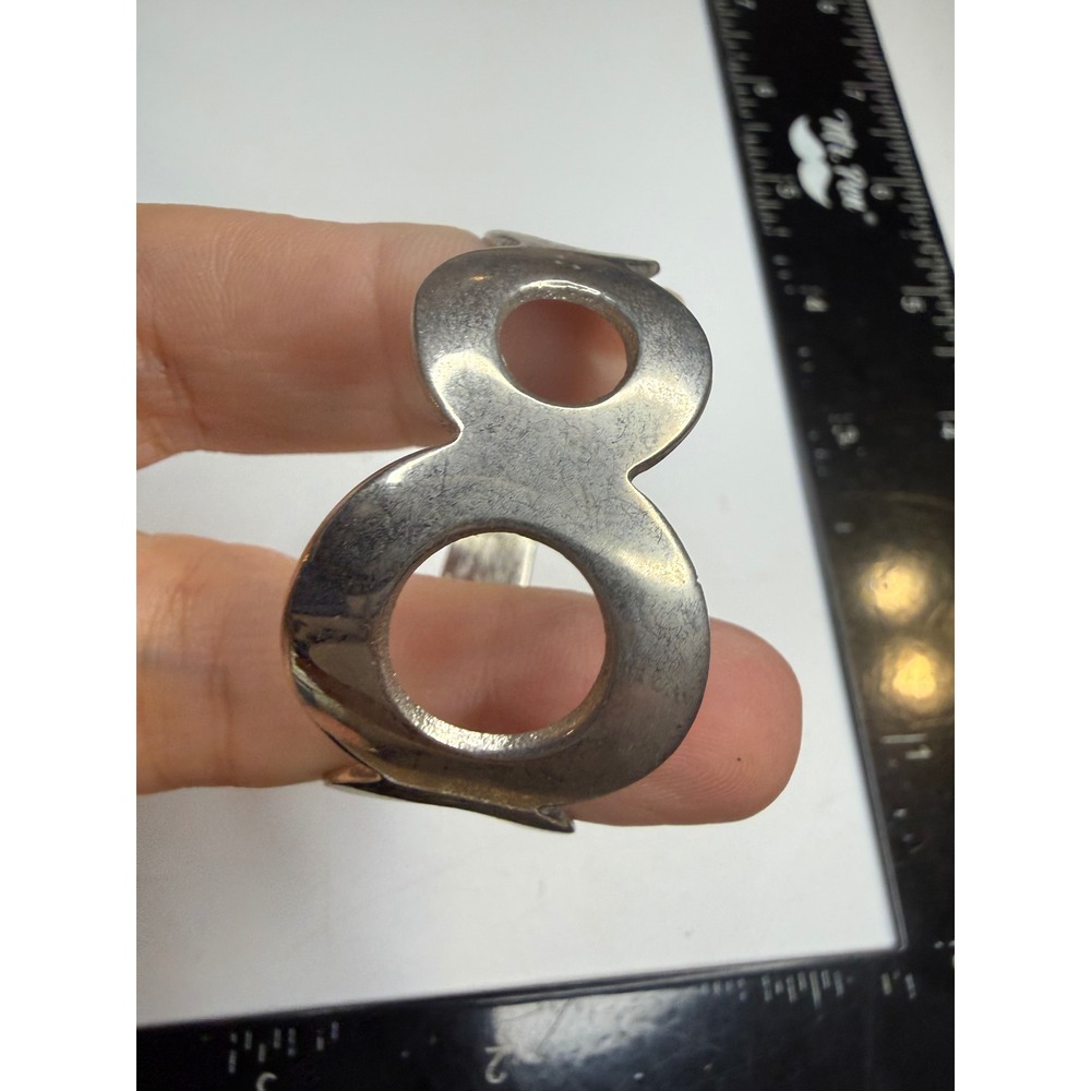 Silver Tone Geometric Cutout Figure 8 Infinity Cuff Bracelet Statement Jewelry